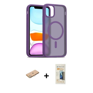 ieg™ iPhone 11 Pro Max Kılıf Siluet Minimal Prime - Siyah 6D Mat Seramik Hayalet Nano Ekran Koruyucu + Renkli Kamera Lens Koruma Cam - PE