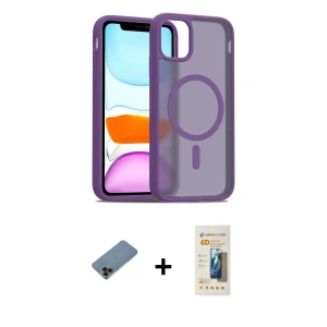 ieg™ iPhone 11 Pro Max Kılıf Siluet Minimal Prime - Siyah 6D Mat Seramik Hayalet Nano Ekran Koruyucu + Shine Kamera Lens Koruma Cam - SH
