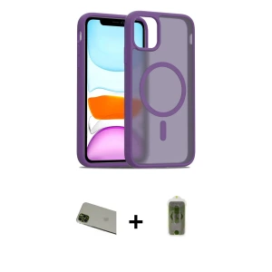 ieg™ iPhone 11 Pro Max Kılıf Siluet Minimal Prime - Siyah Joko Magic 5D Hayalet Cam + Rainbow Kamera Lens Koruma Cam - YL