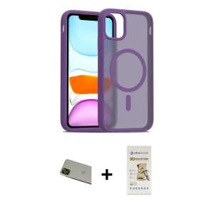 ieg™ iPhone 11 Pro Max Kılıf Siluet Minimal Prime - Siyah Mat Seramik Nano Ekran Koruyucu + Rainbow Kamera Lens Koruma Cam - YL