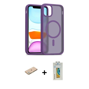 ieg™ iPhone 11 Pro Max Kılıf Siluet Minimal Prime - Siyah Polymer Nano Ekran Koruyucu + Renkli Kamera Lens Koruma Cam - YL