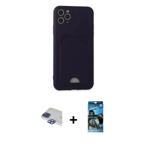 ieg™ iPhone 11 Pro Max Kılıf Vadi Çizgi Prime - Siyah 34D Izgaralı Cam + Pers Alüminyum Kamera Lens - LT