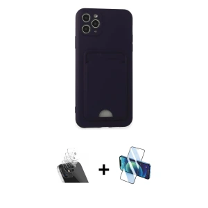 ieg™ iPhone 11 Pro Max Kılıf Vadi Çizgi Prime - Siyah 3D Antistatik Seramik Nano Ekran Koruyucu + Kamera Lens Koruma Cam - SF
