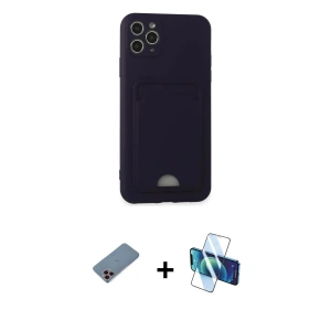 ieg™ iPhone 11 Pro Max Kılıf Vadi Çizgi Prime - Siyah 3D Antistatik Seramik Nano Ekran Koruyucu + Shine Kamera Lens Koruma Cam - PE