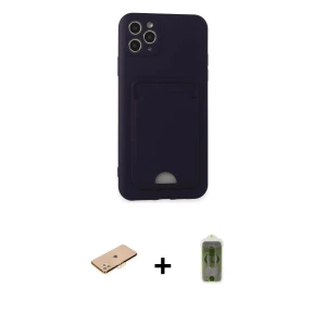 ieg™ iPhone 11 Pro Max Kılıf Vadi Çizgi Prime - Siyah Joko Magic 5D Hayalet Cam + Renkli Kamera Lens Koruma Cam - TU