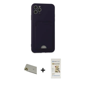 ieg™ iPhone 11 Pro Max Kılıf Vadi Çizgi Prime - Siyah Mat Seramik Nano Ekran Koruyucu + Rainbow Kamera Lens Koruma Cam - GD