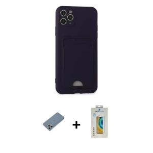 ieg™ iPhone 11 Pro Max Kılıf Vadi Çizgi Prime - Siyah Polymer Nano Ekran Koruyucu + Shine Kamera Lens Koruma Cam - GS
