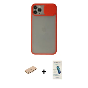 ieg™ iPhone 11 Pro Max Kılıf Vadi Çizgi - Şeffaf Pasifik Cam Ekran Koruyucu + Renkli Kamera Lens Koruma Cam - TU