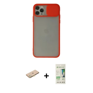 ieg™ iPhone 11 Pro Max Kılıf Vadi Çizgi - Siyah 20D Premium Cam Ekran Koruyucu + Renkli Kamera Lens Koruma Cam - SI