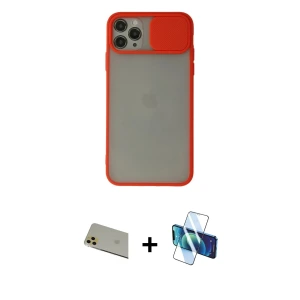 ieg™ iPhone 11 Pro Max Kılıf Vadi Çizgi - Siyah 3D Antistatik Seramik Nano Ekran Koruyucu + Rainbow Kamera Lens Koruma Cam - GD