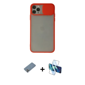 ieg™ iPhone 11 Pro Max Kılıf Vadi Çizgi - Siyah 3D Antistatik Seramik Nano Ekran Koruyucu + Shine Kamera Lens Koruma Cam - GS