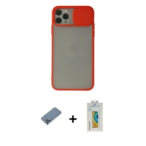 ieg™ iPhone 11 Pro Max Kılıf Vadi Çizgi - Siyah Polymer Nano Ekran Koruyucu + Shine Kamera Lens Koruma Cam - SABE