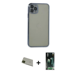 ieg™ iPhone 11 Pro Max Kılıf Vadi Minimal - Şeffaf 360 Full Body Arka Koruyucu + Rainbow Kamera Lens Koruma Cam - YL