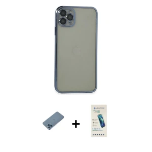 ieg™ iPhone 11 Pro Max Kılıf Vadi Minimal - Şeffaf Pasifik Cam Ekran Koruyucu + Shine Kamera Lens Koruma Cam - MI