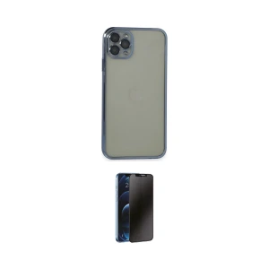 ieg™ iPhone 11 Pro Max Kılıf Vadi Minimal - Siyah 3D Antistatik Hayalet Cam Ekran Koruyucu