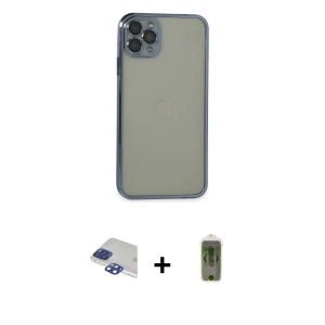 ieg™ iPhone 11 Pro Max Kılıf Vadi Minimal - Siyah Joko Magic 5D Hayalet Cam + Pers Alüminyum Kamera Lens - LT