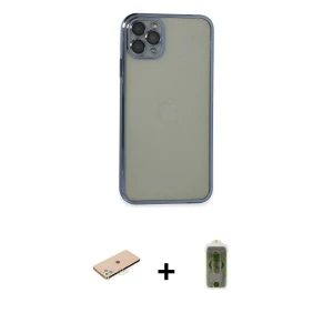 ieg™ iPhone 11 Pro Max Kılıf Vadi Minimal - Siyah Joko Magic 5D Hayalet Cam + Renkli Kamera Lens Koruma Cam - MI