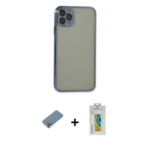 ieg™ iPhone 11 Pro Max Kılıf Vadi Minimal - Siyah Polymer Nano Ekran Koruyucu + Shine Kamera Lens Koruma Cam - GS