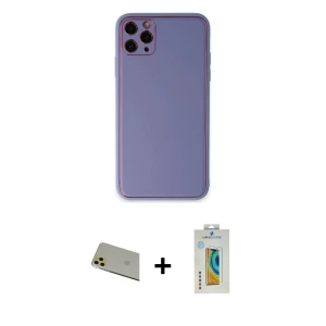 ieg™ iPhone 11 Pro Max Kılıf Yadigar Klasik - Siyah Polymer Nano Ekran Koruyucu + Rainbow Kamera Lens Koruma Cam - GD