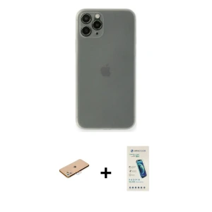 ieg™ iPhone 11 Pro Max Kılıf Yadigar Yansıma Serisi - Şeffaf Pasifik Cam Ekran Koruyucu + Renkli Kamera Lens Koruma Cam - PE