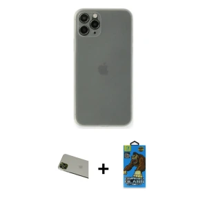ieg™ iPhone 11 Pro Max Kılıf Yadigar Yansıma Serisi - Siyah 18D Cam Ekran Koruyucu + Rainbow Kamera Lens Koruma Cam - YL