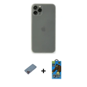 ieg™ iPhone 11 Pro Max Kılıf Yadigar Yansıma Serisi - Siyah 18D Cam Ekran Koruyucu + Shine Kamera Lens Koruma Cam - PE