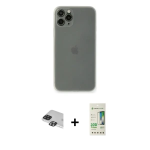ieg™ iPhone 11 Pro Max Kılıf Yadigar Yansıma Serisi - Siyah 20D Premium Cam Ekran Koruyucu + Pers Alüminyum Kamera Lens - SH