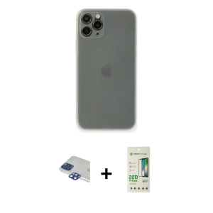 ieg™ iPhone 11 Pro Max Kılıf Yadigar Yansıma Serisi - Siyah 20D Premium Cam Ekran Koruyucu + Pers Alüminyum Kamera Lens - LT