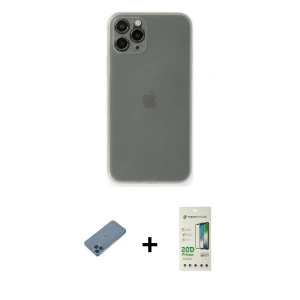 ieg™ iPhone 11 Pro Max Kılıf Yadigar Yansıma Serisi - Siyah 20D Premium Cam Ekran Koruyucu + Shine Kamera Lens Koruma Cam - MI