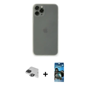 ieg™ iPhone 11 Pro Max Kılıf Yadigar Yansıma Serisi - Siyah 34D Izgaralı Cam + Pers Alüminyum Kamera Lens - SH