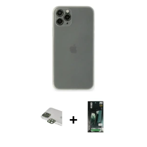 ieg™ iPhone 11 Pro Max Kılıf Yadigar Yansıma Serisi - Siyah 360 Mat Full Body Arka Koruyucu + Pers Alüminyum Kamera Lens - YL