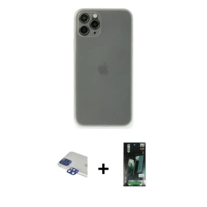 ieg™ iPhone 11 Pro Max Kılıf Yadigar Yansıma Serisi - Siyah 360 Mat Full Body Arka Koruyucu + Pers Alüminyum Kamera Lens - LT
