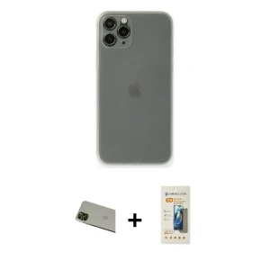 ieg™ iPhone 11 Pro Max Kılıf Yadigar Yansıma Serisi - Siyah 6D Mat Seramik Hayalet Nano Ekran Koruyucu + Rainbow Kamera Lens Koruma Cam - YL