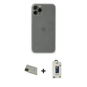 ieg™ iPhone 11 Pro Max Kılıf Yadigar Yansıma Serisi - Siyah Bilvis Hayalet Cam Ekran Koruyucu + Rainbow Kamera Lens Koruma Cam - YL