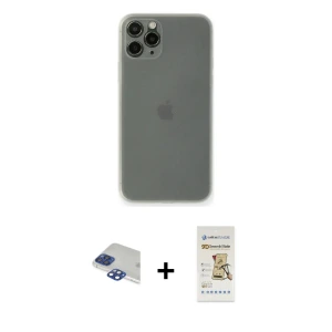 ieg™ iPhone 11 Pro Max Kılıf Yadigar Yansıma Serisi - Siyah Mat Seramik Nano Ekran Koruyucu + Pers Alüminyum Kamera Lens - LT