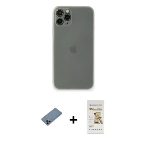 ieg™ iPhone 11 Pro Max Kılıf Yadigar Yansıma Serisi - Siyah Mat Seramik Nano Ekran Koruyucu + Shine Kamera Lens Koruma Cam - PE
