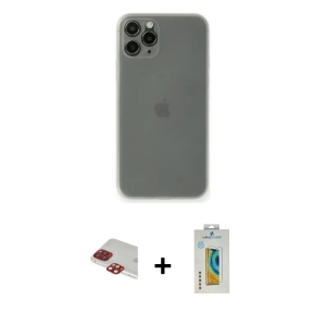 ieg™ iPhone 11 Pro Max Kılıf Yadigar Yansıma Serisi - Siyah Polymer Nano Ekran Koruyucu + Pers Alüminyum Kamera Lens - KI