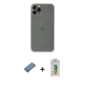 ieg™ iPhone 11 Pro Max Kılıf Yadigar Yansıma Serisi - Siyah Polymer Nano Ekran Koruyucu + Shine Kamera Lens Koruma Cam - GS