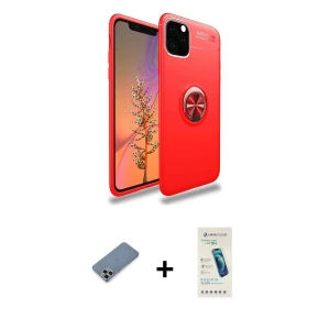 ieg™ iPhone 11 Pro Max Kılıf Yankı Form Prime - Şeffaf Pasifik Cam Ekran Koruyucu + Metal Kamera Lens Koruma Cam - GD