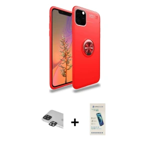 ieg™ iPhone 11 Pro Max Kılıf Yankı Form Prime - Şeffaf Pasifik Cam Ekran Koruyucu + Pers Alüminyum Kamera Lens - SH