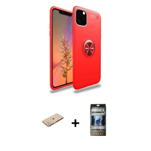 ieg™ iPhone 11 Pro Max Kılıf Yankı Form Prime - Siyah 34D Hayalet Izgaralı Cam + Renkli Kamera Lens Koruma Cam - YL