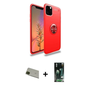 ieg™ iPhone 11 Pro Max Kılıf Yankı Form Prime - Siyah 360 Mat Full Body Arka Koruyucu + Rainbow Kamera Lens Koruma Cam - YL