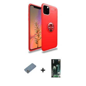 ieg™ iPhone 11 Pro Max Kılıf Yankı Form Prime - Siyah 360 Mat Full Body Arka Koruyucu + Shine Kamera Lens Koruma Cam - GS