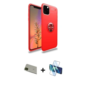 ieg™ iPhone 11 Pro Max Kılıf Yankı Form Prime - Siyah 3D Antistatik Cam Ekran Koruyucu + Rainbow Kamera Lens Koruma Cam - YL