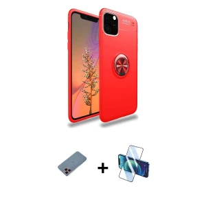 ieg™ iPhone 11 Pro Max Kılıf Yankı Form Prime - Siyah 3D Antistatik Seramik Nano Ekran Koruyucu + Shine Kamera Lens Koruma Cam - PE