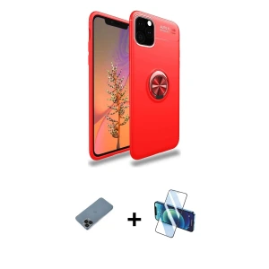 ieg™ iPhone 11 Pro Max Kılıf Yankı Form Prime - Siyah 3D Antistatik Seramik Nano Ekran Koruyucu + Shine Kamera Lens Koruma Cam - SH
