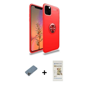 ieg™ iPhone 11 Pro Max Kılıf Yankı Form Prime - Siyah Mat Seramik Nano Ekran Koruyucu + Shine Kamera Lens Koruma Cam - GI