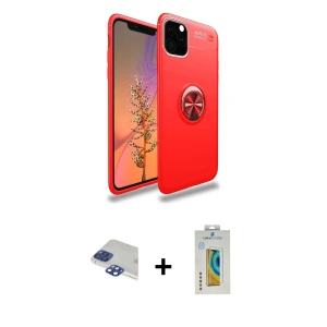 ieg™ iPhone 11 Pro Max Kılıf Yankı Form Prime - Siyah Polymer Nano Ekran Koruyucu + Pers Alüminyum Kamera Lens - LT