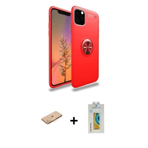 ieg™ iPhone 11 Pro Max Kılıf Yankı Form Prime - Siyah Polymer Nano Ekran Koruyucu + Renkli Kamera Lens Koruma Cam - TU