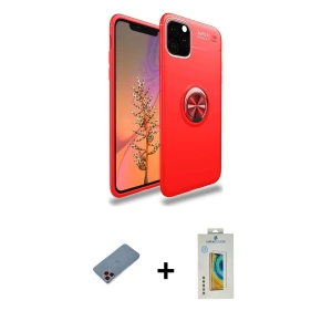 ieg™ iPhone 11 Pro Max Kılıf Yankı Form Prime - Siyah Polymer Nano Ekran Koruyucu + Shine Kamera Lens Koruma Cam - PE